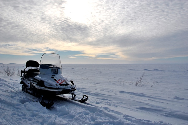 Snowmobiling on the lakes